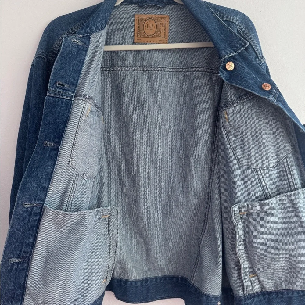 GAP Oversized Balloon Sleeve Blue Jean Jacket - Picture 5 of 12